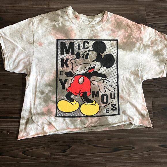 Disney Tops - Tie-Dye Mickey Mouse Disney Graphic Cropped Tee